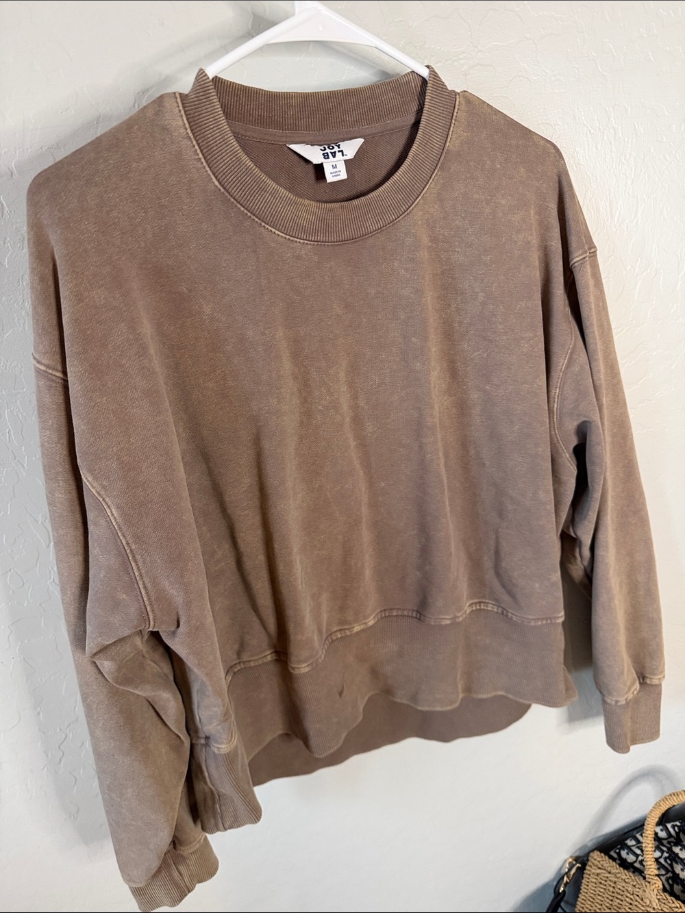 JoyLab Washed Boxy Crewneck Sweatshirt - Brown